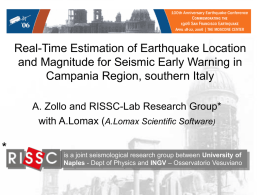 Real-Time Estimation of Earthquake Location and Magnitude for Seismic Early Warning in Campania Region, southern Italy A.