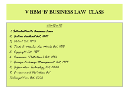 V BBM ‘B’ BUSINESS LAW CLASS CONTENTS  1. Introduction to Business Laws 2.