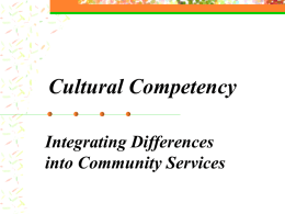 Cultural Competency Integrating Differences into Community Services Objectives Understand Stigma.  Understand Culture Competency.  Learn Culturally competent care for people with Mental Health, IDD and Addictions. 