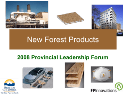 New Forest Products 2008 Provincial Leadership Forum TOPIC SPONSOR Joan Elangovan was appointed Assistant Deputy Minister for Corporate Services in January 2007. Her portfolio.