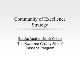 Community of Excellence Strategy Blacks Against Black Crime The Kwanzaa Gallery Rite of Passage Program.