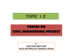 TOPIC 1.2 FORCES ON CIVIL ENGINEERING PROJECT  BY :  NOR AZAH BINTI AZIZ KOLEJ MATRIKULASI TEKNIKAL KEDAH.