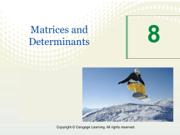 Matrices and Determinants  Copyright © Cengage Learning. All rights reserved. 8.1  MATRICES AND SYSTEMS OF EQUATIONS  Copyright © Cengage Learning.