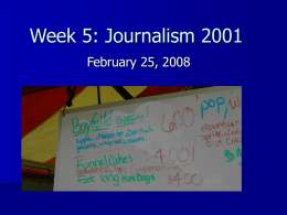 Week 5: Journalism 2001 February 25, 2008   Find the misspellings…… 1. 2. 3.  Bayfeild Strawberrys Both!   Review of last week’s news   Hard News: (murders, city council, government, etc.) – Major local stories: