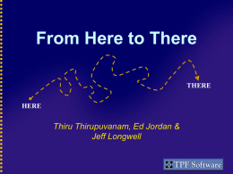 From Here to There THERE HERE  Thiru Thirupuvanam, Ed Jordan & Jeff Longwell   Overview • Things to Consider • z/CMSTPF From Here to There • TPF/IDE From Here.