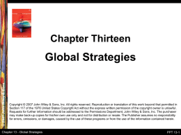 Chapter Thirteen  © 2007 John Wiley & Sons  Global Strategies  Copyright © 2007 John Wiley & Sons, Inc.