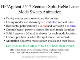 HP/Agilent 5517 Zeeman-Split HeNe Laser Mode Sweep Animation • Cavity modes are shown along the bottom. • Lasing modes are shown by red.