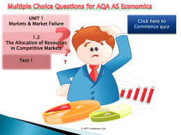 UNIT 1 Markets & Market Failure  Click here to Commence quiz  1.2 The Allocation of Resources in Competitive Markets Test 1  © APT Initiatives Ltd.