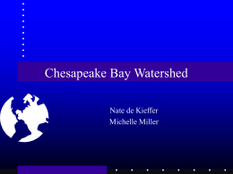 Chesapeake Bay Watershed Nate de Kieffer Michelle Miller   Geographic Location • Eastern United States • Watershed includes parts of New York, Pennsylvania, West Virginia, Delaware, Maryland, Virginia,