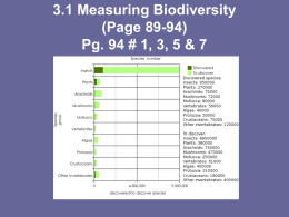 3.1 Measuring Biodiversity (Page 89-94) Pg. 94 # 1, 3, 5 & 7
