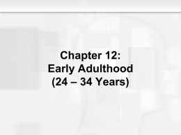 Chapter 12: Early Adulthood (24 – 34 Years) Early Adulthood (24 – 34 Years) • Chapter Objectives – To identify and define selected concepts.