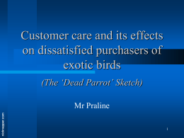 Customer care and its effects on dissatisfied purchasers of exotic birds (The ‘Dead Parrot’ Sketch)  nicknapper.com  Mr Praline.