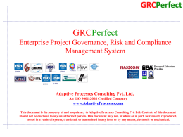 GRCPerfect Enterprise Project Governance, Risk and Compliance Management System  Adaptive Processes Consulting Pvt.