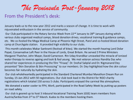 The Peninsula Post-January 2012 From the President’s desk: January leads us to the new year 2012 and marks a season of change.