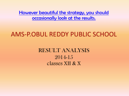However beautiful the strategy, you should occasionally look at the results.  AMS-P.OBUL REDDY PUBLIC SCHOOL RESULT ANALYSIS 2014-15 classes XII & X.