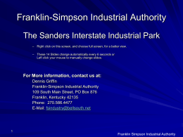 Franklin-Simpson Industrial Authority The Sanders Interstate Industrial Park – Right click on this screen, and choose full screen, for a better view. –