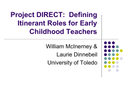 Project DIRECT: Defining Itinerant Roles for Early Childhood Teachers William McInerney & Laurie Dinnebeil University of Toledo   What is the Least Restrictive Environment?     To the maximum extent appropriate,