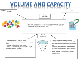 Concept 2: CAPACITY  Concept 1:  VOLUME How are they alike?  THE CAPACITY DEPENDS OF THE VOLUME OF A MATERIAL OBJECT. SO THE CAPACITY USE VOLUME UNITS  How are they.