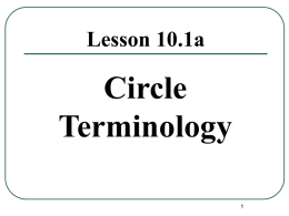 Lesson 10.1a  Circle Terminology  Circle Definition Circle : The set of coplanar points equidistant from a given point. The given point is called the CENTER of.