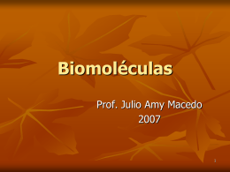 Biomoléculas Prof. Julio Amy Macedo Características que identifican a la materia viva   Gran complejidad y alto grado de organización  Cada una de sus partes cumple.