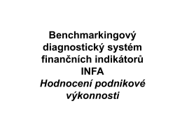 Benchmarkingový diagnostický systém finančních indikátorů INFA Hodnocení podnikové výkonnosti Hodnocení podnikové výkonnosti Hodnocení podnikové výkonnosti Volba schématu rozkladu Spreadu, tj.