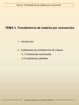 Tema 3. Transferencia de materia por convección  TEMA 3. Transferencia de materia por convección  1.