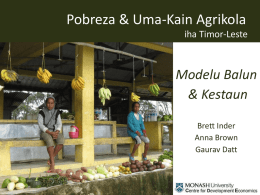 Pobreza & Uma-Kain Agrikola iha Timor-Leste  Modelu Balun & Kestaun Brett Inder Anna Brown Gaurav Datt.