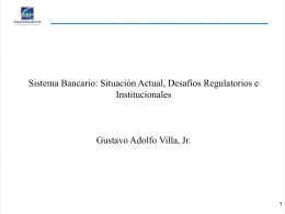 Sistema Bancario: Situación Actual, Desafíos Regulatorios e Institucionales  Gustavo Adolfo Villa, Jr.
