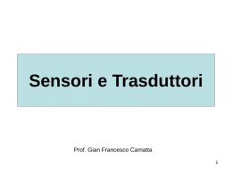Sensori e Trasduttori  Prof. Gian Francesco Camatta Sensori e Trasduttori Le parole sensore (più usata negli USA) e trasduttore (più comune in Europa)