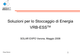 TM  SARTELCO TM ENERGIA S.r.l.  Soluzioni per lo Stoccaggio di Energia VRB-ESSTM SOLAR EXPO Verona, Maggio 2008  Diego Barone.
