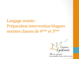 Langage sexiste : Préparation intervention blagues sexistes classes de 4ème et 3ème.