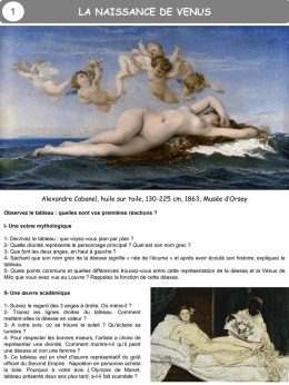 LA NAISSANCE DE VENUS  Alexandre Cabanel, huile sur toile, 130-225 cm, 1863, Musée d’Orsay Observez le tableau : quelles sont vos premières.