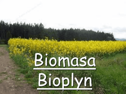Biomasa Bioplyn Obecné pojmy Biomasa * je hmota biologického původu (rostlinného i živočišného). * má zdroj ve slunečním záření a fotosyntéze a patří mezi obnovitelné.