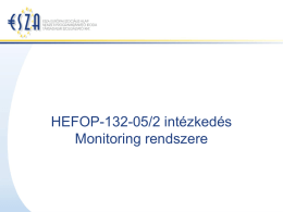 HEFOP-132-05/2 intézkedés Monitoring rendszere   Szakmai monitoring célja Mi a cél? • Legfőbb célja a támogató és a kedvezményezett közös érdekének érvényesítése: a projektek tervszerű megvalósítása és.