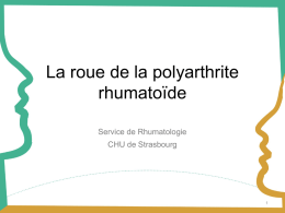 La roue de la polyarthrite rhumatoïde Service de Rhumatologie CHU de Strasbourg   A Strasbourg: le contexte • Début du programme « RHIN-PR » – Octobre 2009 –