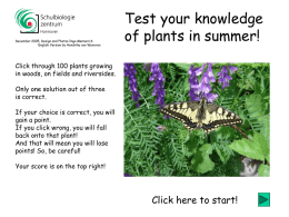 December 2005, Design and Photos Ingo Mennerich English Version by Hendrika van Waveren  Test your knowledge of plants in summer!  Click through 100 plants.