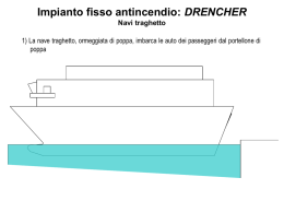 Impianto fisso antincendio: DRENCHER Navi traghetto 1) La nave traghetto, ormeggiata di poppa, imbarca le auto dei passeggeri dal portellone di poppa   Impianto fisso.
