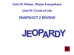 Unit III: Water, Water Everywhere Unit IV: Circle of Life  SNAPSHOT 2 REVIEW  JEOPARDY   Food Chain & Adaptation  Science HODGE PODGE  Water Cycle & Air  Ecosystems  & Biomes  Changes in an Ecosystem   A liquid turns into vapor (gas form)   Evaporation  What.