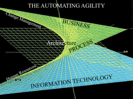 THE AUTOMATING AGILITY  Architecture  •©Amit Mitra   THE PROBLEM  • IN A GLOBAL INFORMATION ECONOMY, BUSINESS THRIVES ON CHANGE – – – –  INTENSE COMPETITION, GLOBAL SUPPLY CHAINS INCREASING REGULATION NEW OPPORTUNITIES, THREATS EXPLODING.