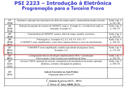 PSI 2223 – Introdução à Eletrônica  Programação para a Terceira Prova.