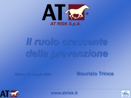 AT RISK S.p.A.  Il ruolo crescente della prevenzione Milano, 27 maggio 2009  Maurizio Trinca  www.atrisk.it   INSOLVENTE SE LO CONOSCI LO EVITI   IL RISCHIO DI BUSINESS Il rischio è insito.