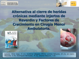 Alternativa al cierre de heridas crónicas mediante injertos de Reverdin y Factores de Crecimiento en Cirugía Menor Ambulatoria.  Autores: Pérez Vega, FJ (1); Gutiérrez Vázquez,