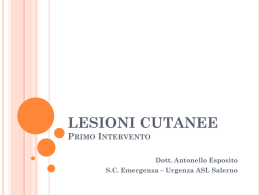 LESIONI CUTANEE PRIMO INTERVENTO Dott. Antonello Esposito S.C. Emergenza – Urgenza ASL Salerno.