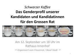 Schwarzer Kaffee  Das Genderprofil unserer Kandidaten und Kandidatinnen für den Grossen Rat  Am 12.