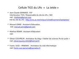 Cellule TICE du LPo « La Jetée »  Jean-Claude GENNADE : PLP Interlocuteur TICE / Responsable du site du LPo.