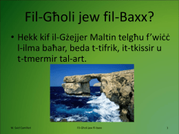 Fil-Għoli jew fil-Baxx? • Hekk kif il-Gżejjer Maltin telgħu f’wiċċ l-ilma baħar, beda t-tifrik, it-tkissir u t-tmermir tal-art.  M.