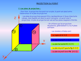 PROJECTION DU POINT 1°-Les plans de projections : - Pour faire la projection d’un point sur un plan, le point est placé.
