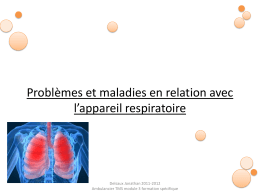 Problèmes et maladies en relation avec l’appareil respiratoire  Delsaux Jonathan 2011-2012 Ambulancier TMS module 3 formation spécifique   1.