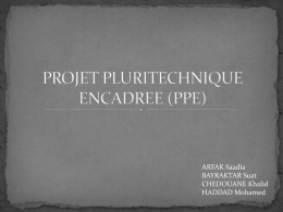 ARFAK Saadia BAYRAKTAR Suat CHEDOUANE Khalid HADDAD Mohamed   Les élèves de Terminale S en Science de l’Ingénieur présentent leur sujet de PPE :   I- La vidéosurveillance II–