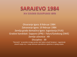 Otvaranje Igara: 8 februar 1984 Zatvaranje Igara: 19 februar 1984 Zemlja grada domaćina Igara: Jugoslavija (YUG) Gradovi kandidati: Sapporo (JPN) i Falun/Goteborg (SWE) Zemlje.